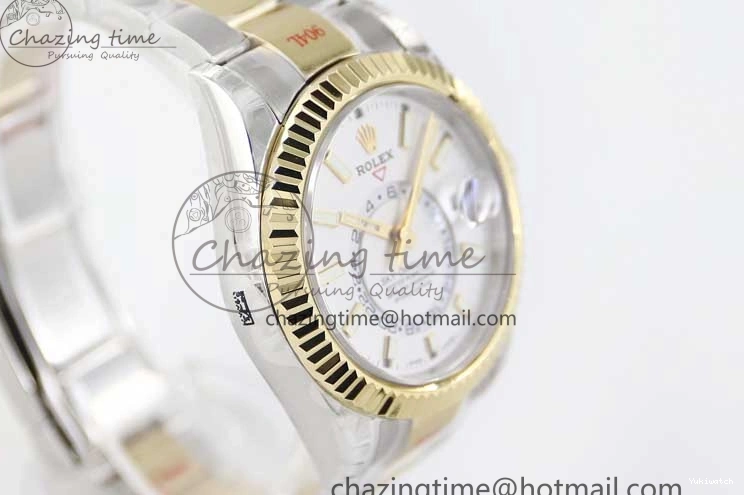 YG Asian SS Dial Edition Sky-Dweller Best 23J to 904L 1:1 Noob White on Bracelet 9001 SS YG 0301